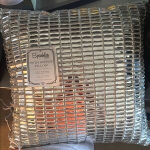 NWT Sparkles Home Silver Fifth Avenue mirror  Pillow 13x13